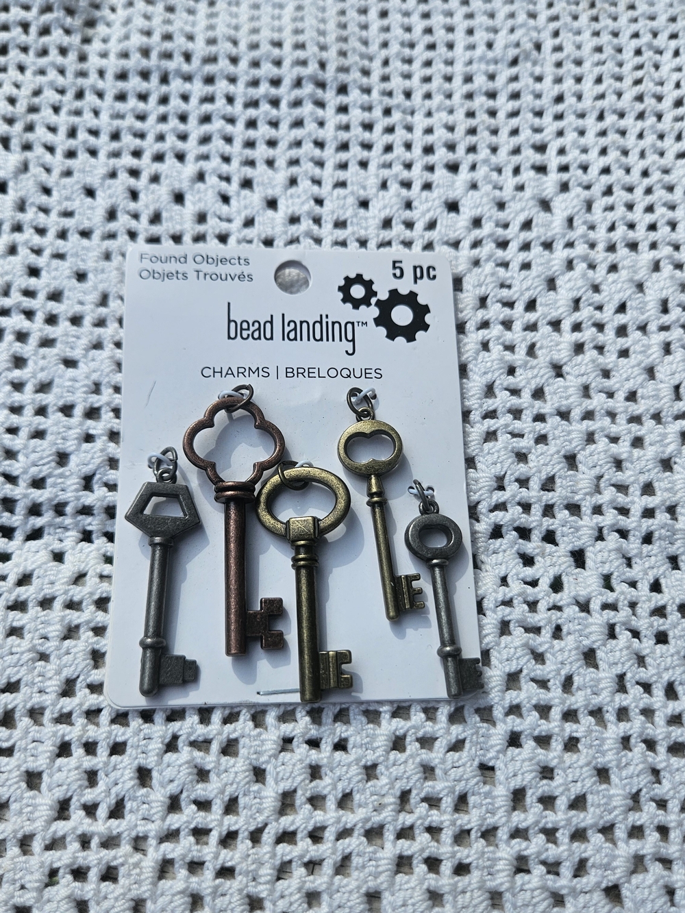 Bead Landing Found Objects Vintage Key Charms - Mixed Metallic Set (5 pc)